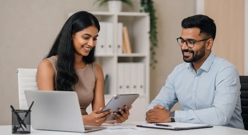 Financial advisor consulting with a client at Aadvik Finance